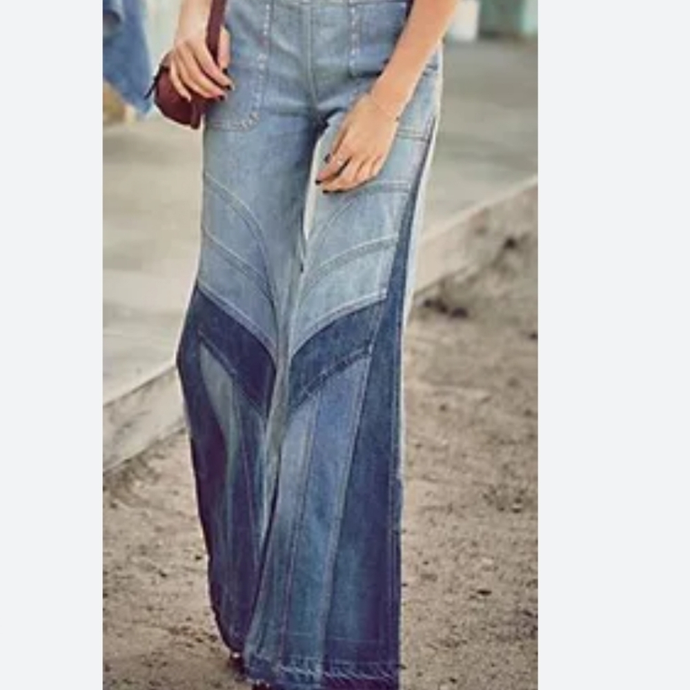 Free People Tidal Wave Paneled Flares Sz 29